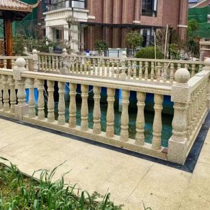 绥化黄金麻花岗岩石材栏杆，扶手，将军柱，花瓶柱