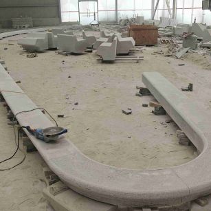 绥化 芝麻白花岗岩弧形花坛石，坐凳石