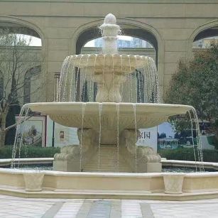 绥化 黄金麻花岗岩异型加工——户外庭院石雕流水喷泉