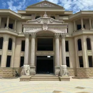 绥化 黄金麻别墅外墙干挂，大柱，大象，蘑菇石，雕花板