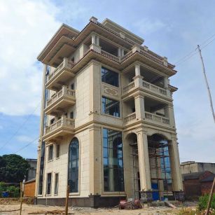 绥化 黄金麻花岗岩石材别墅外墙干挂搭配（雕花栏杆花瓶柱门楼罗马柱）