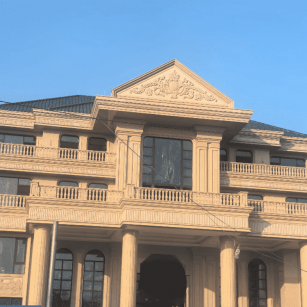 绥化黄金麻别墅外墙干挂石材效果示例