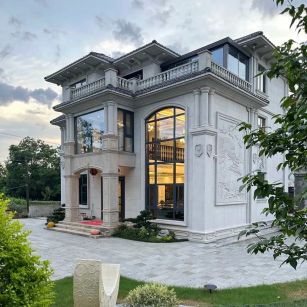 绥化 白麻花岗岩私人别墅干挂石材豪华定制