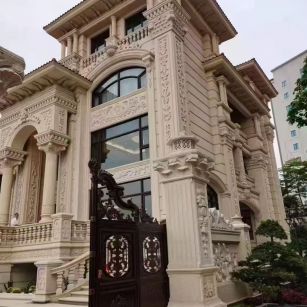 绥化 黄金麻花岗岩别墅外墙干挂效果展示