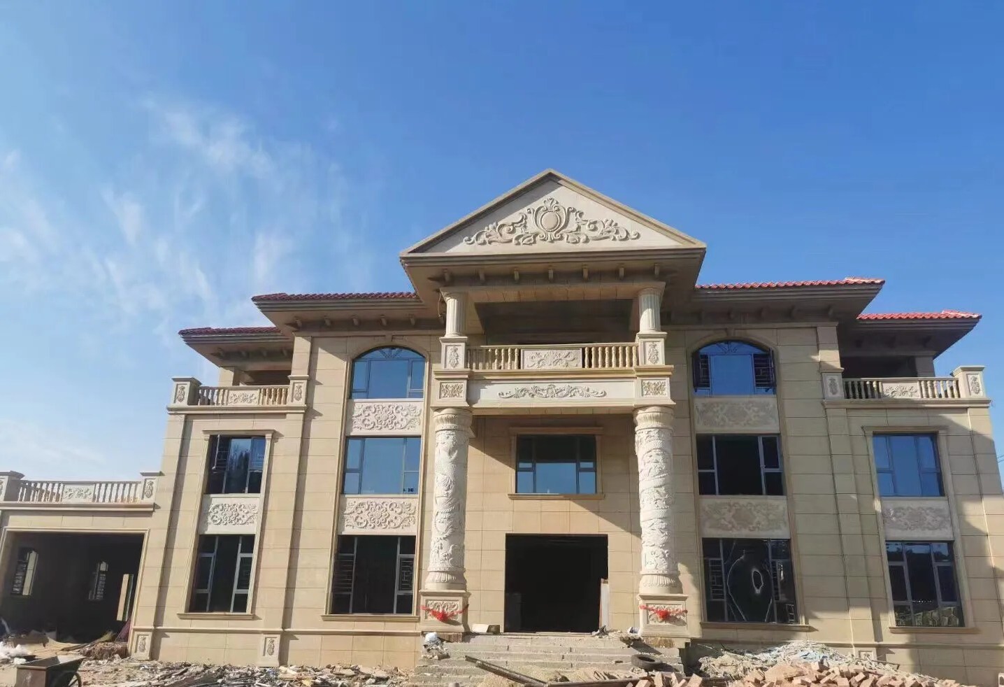 绥化 黄金麻花岗岩别墅外墙干挂