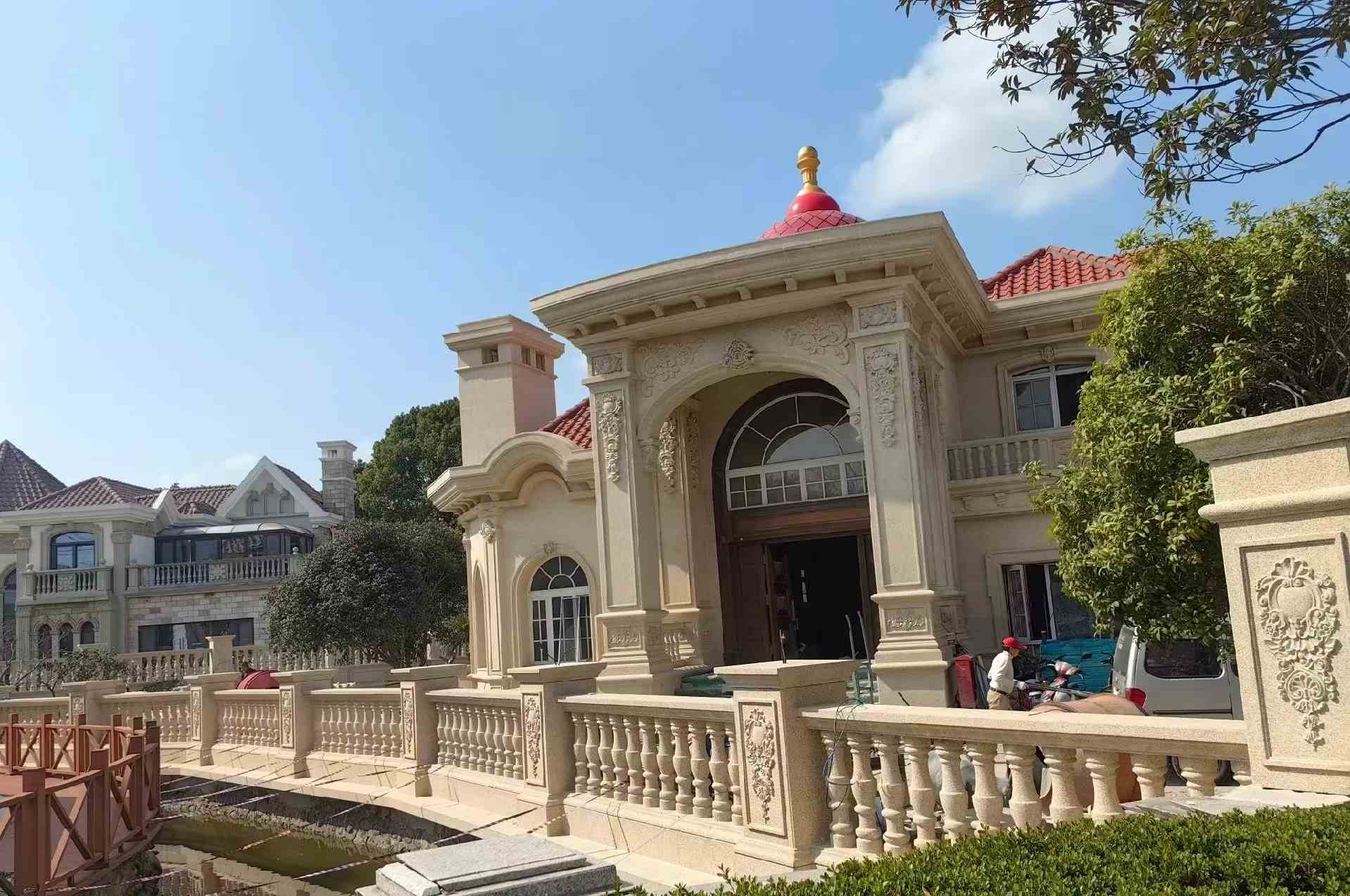 绥化 黄金麻花岗岩欧式别墅